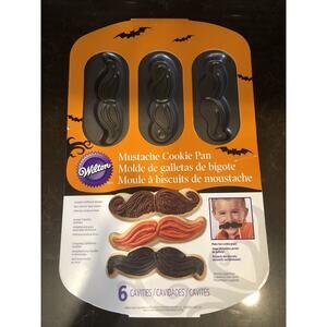 Wilton Bakeware Mustache Cookie‎ Pan Non Stick 6 Cavities New!